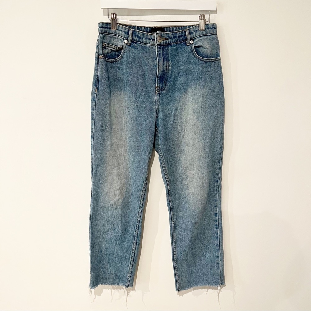 Frank & Oak Light Wash Raw Edge Straight Leg Jeans